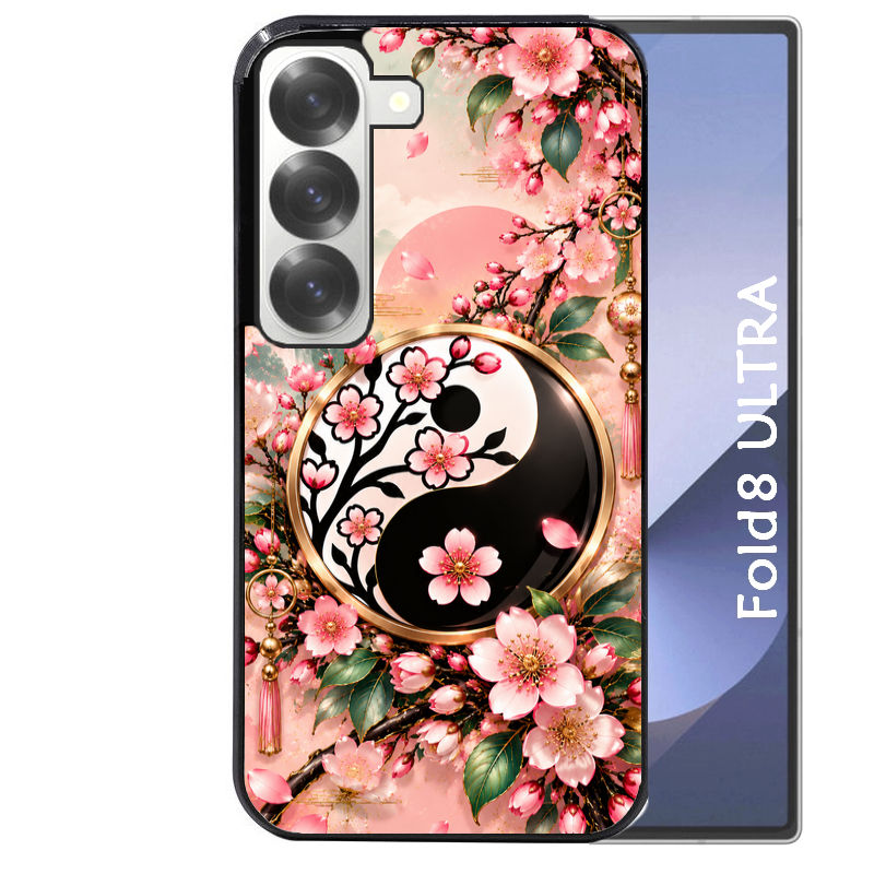 Coque pour Z FOLD 8 ULTRA yin yang fleur cerisier sakura
