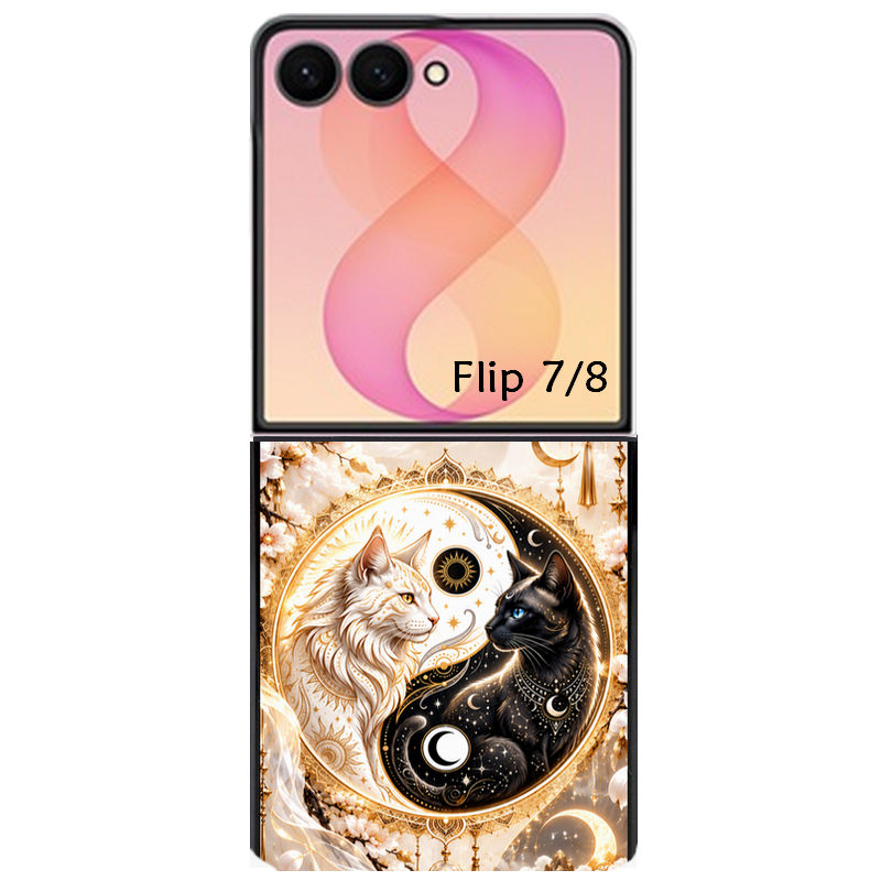Coque pour Z FLIP 6 7 8 yin yang chat