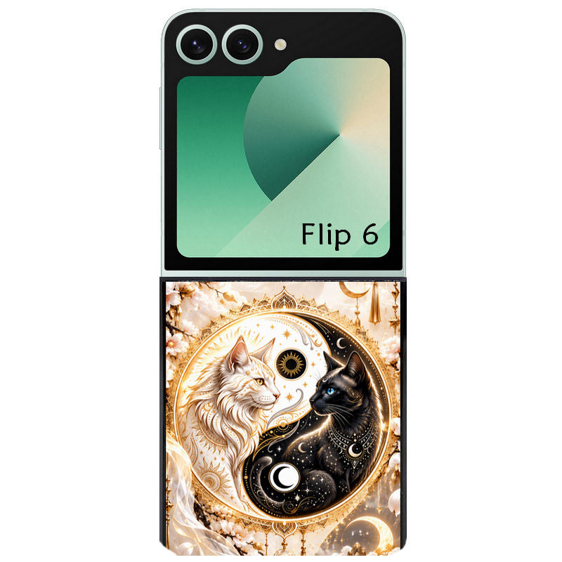 Coque pour Z FLIP 6 7 8 yin yang chat