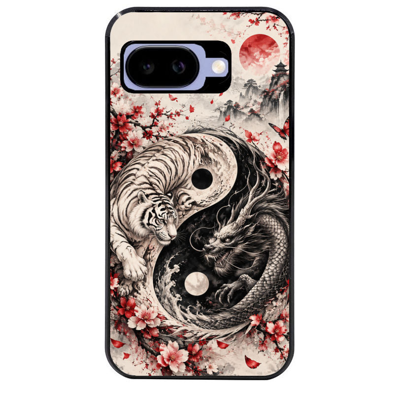 Coque pour Pixel 8A 9A 10A yin yang tigre et dragon