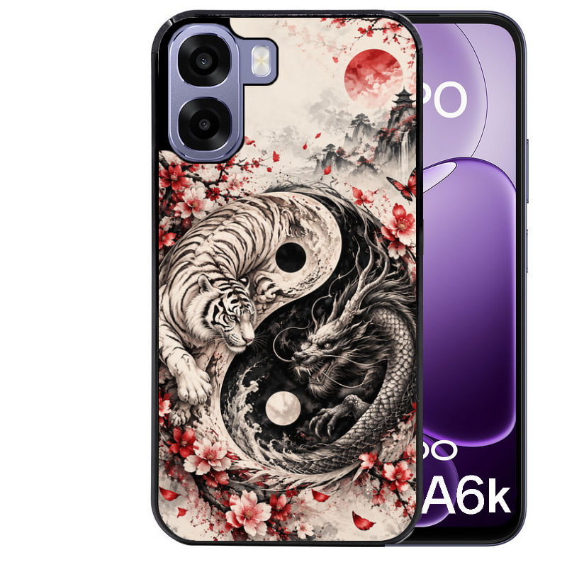 Coque pour Oppo A6 A6 A6K yin yang tigre et dragon