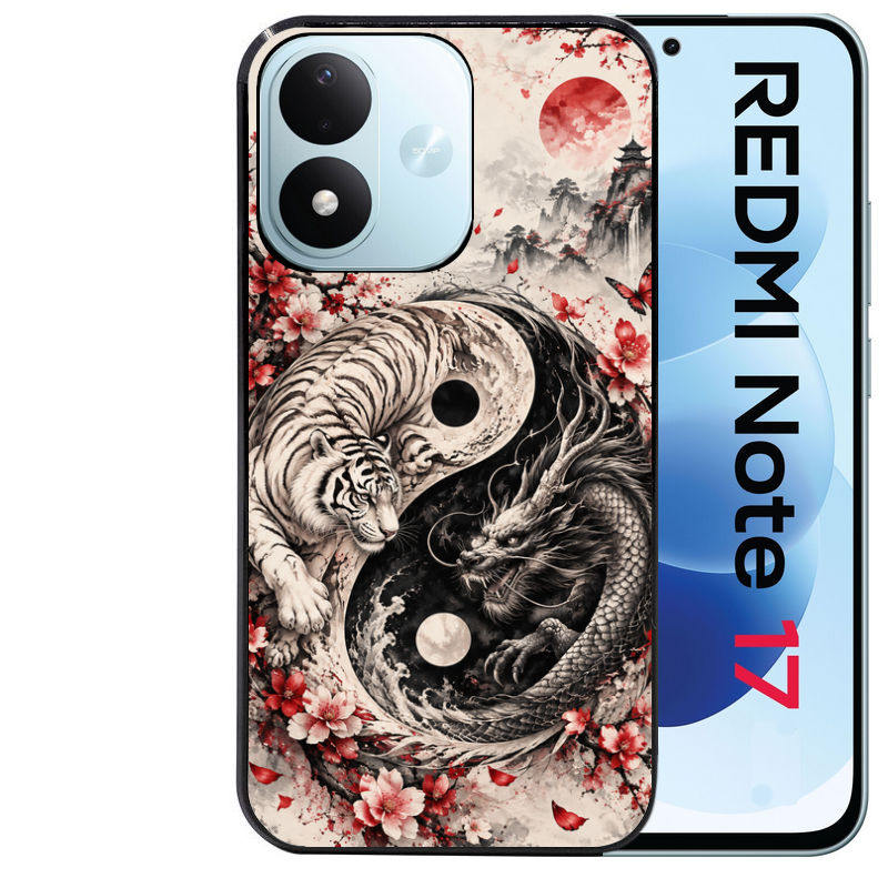 Coque pour Redmi Note 17 et PRO 4G 5G Max yin yang tigre et dragon
