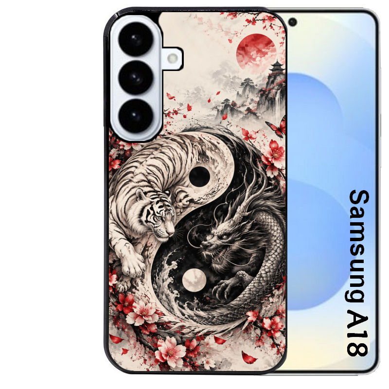 Coque pour Galaxy A08 A18 A28 A38 A58 yin yang tigre et dragon