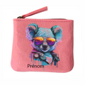 Porte monnaie personnalisé koala lunettes en feutrine en feutrine