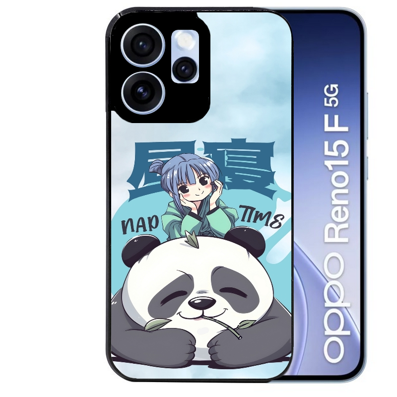 Coque noire taperso pour OPPO Reno 15 et F FS 5G avec motif panda anime protection antichoc personnalisée