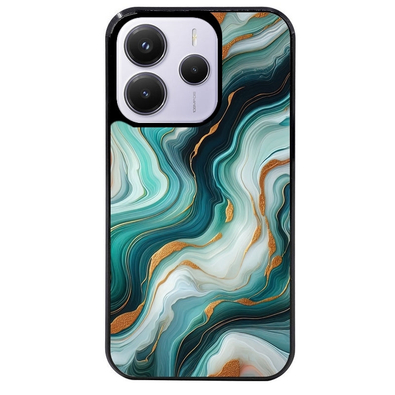 Coque noire taperso pour Redmi Note 14 et PRO PLUS 4G 5G avec motif marbre vert protection antichoc personnalisée