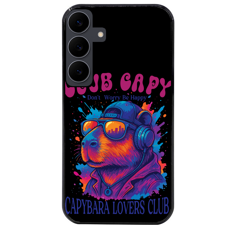 Coque noire taperso pour galaxy A06 A16 A26 A36 A56 avec motif capybara club protection antichoc personnalisée