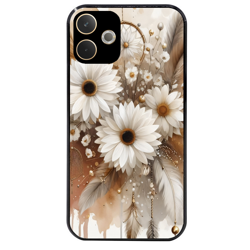 Coque noire taperso pour OPPO A5 PRO 4G et 5G avec motif dreamcatcher marguerite protection antichoc personnalisée