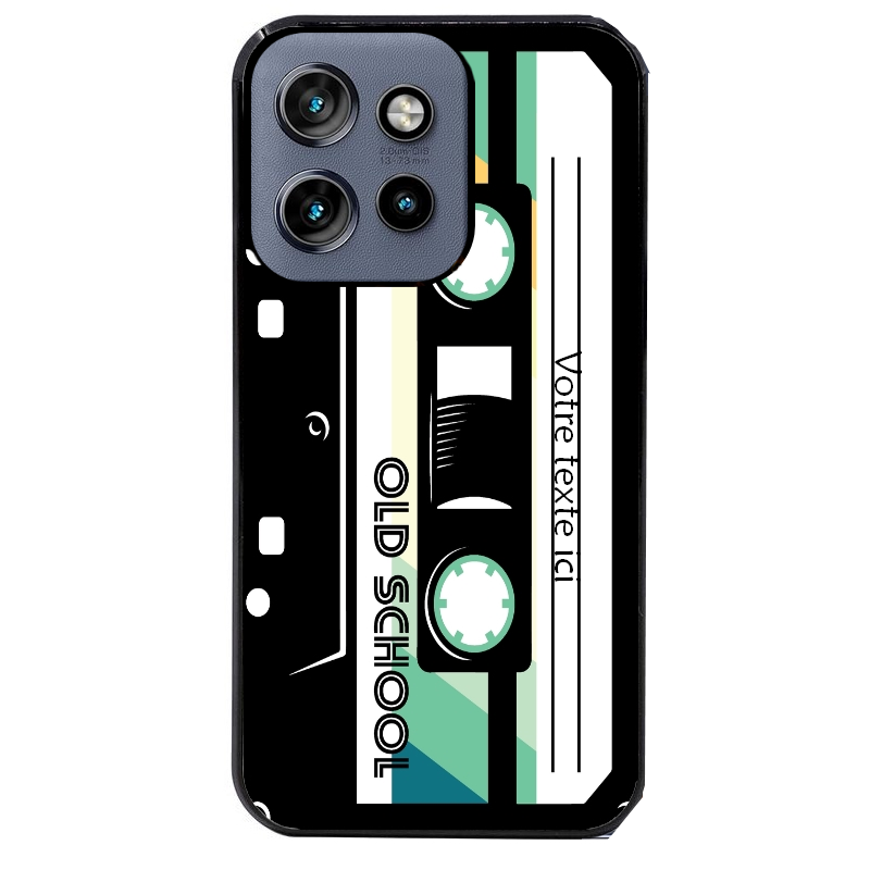 Coque noire taperso pour Moto Edge 60 et Neo Fusion Pro personnalisable avec motif cassette vintage protection antichoc personnalisée