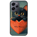 Coque noire taperso pour Redmi 12 4G et 5G avec motif chat et coeur avec prenom protection antichoc personnalisée