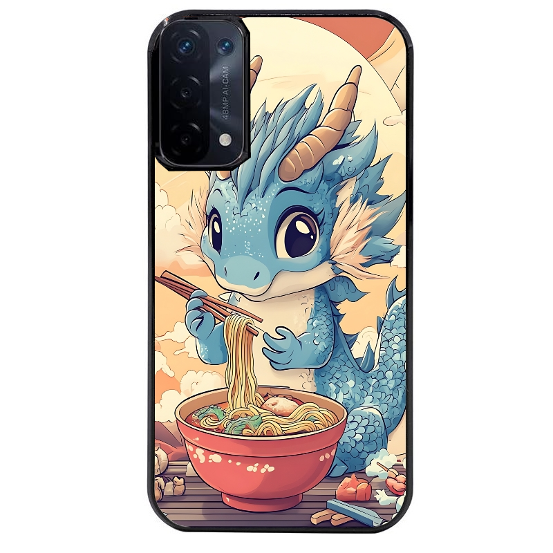 Coque noire taperso pour OPPO A54 et A74 5G avec motif dragon ramen 2 protection antichoc personnalisée