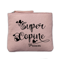 Porte monnaie personnalisé motif copine super rose clair en feutrine en feutrine