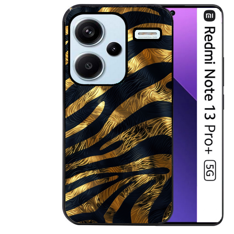 Coque noire taperso pour Redmi Note 13 PRO PLUS 5G avec motif zebre gold protection antichoc personnalisée