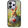 Coque noire taperso pour Redmi Note 14 et PRO PLUS 4G 5G avec motif lapin et fleurs personnalisee protection antichoc personnalisée