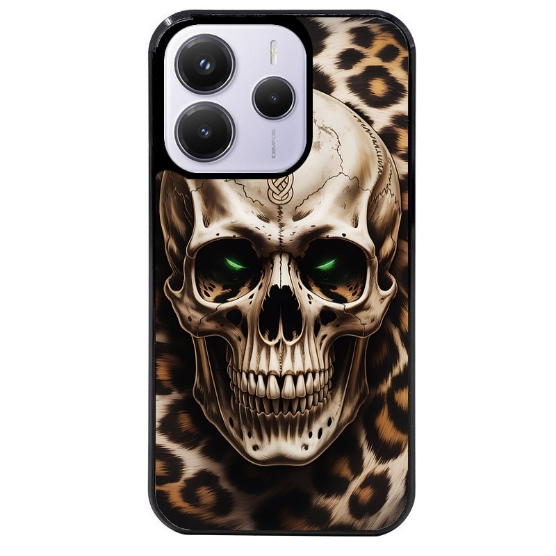 Coque noire taperso pour Redmi Note 14 et PRO PLUS 4G 5G avec motif tete de mort leopard protection antichoc personnalisée