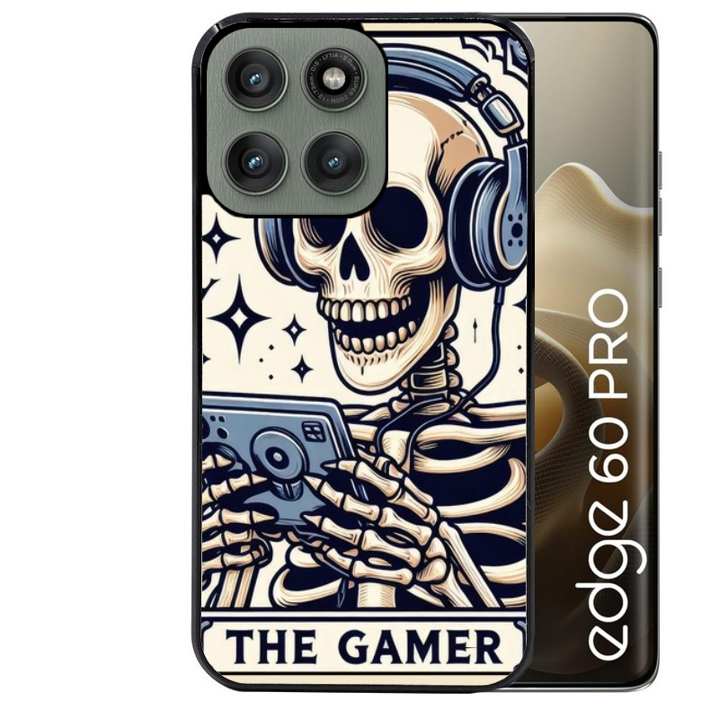 Coque noire taperso pour Moto Edge 60 et Neo Fusion Pro avec motif mort gamer protection antichoc personnalisée