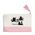 Pochette motif chat namaste en toile et simili cuir