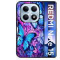 Coque noire taperso pour Redmi Note 15 et PRO PLUS 4G 5G avec motif papillon violet uv protection antichoc personnalisée