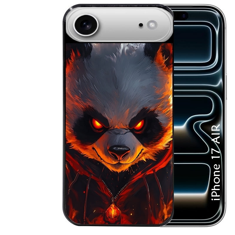 Coque noire taperso pour Iphone 17 17E AIR MAX PRO avec motif panda very angry protection antichoc personnalisée