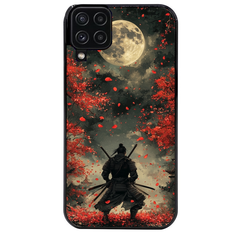 Coque noire taperso pour galaxy A22 A32 A52 A52S 4G 5G  avec motif samourai et katana protection antichoc personnalisée