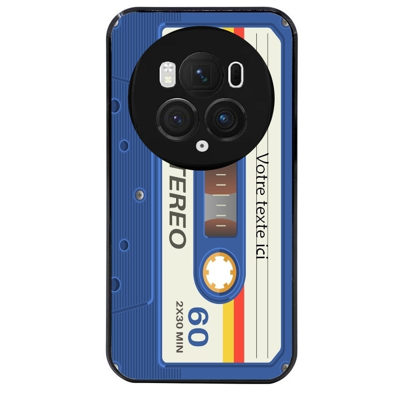 Coque noire taperso pour Magic 5 6 LITE et PRO personnalisable avec motif cassette bleu protection antichoc personnalisée