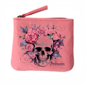 Porte monnaie personnalisé tete de mort floral en feutrine en feutrine