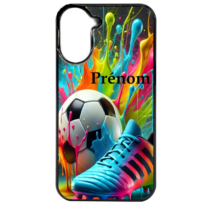 Coque noire taperso pour POCO C71 4G avec motif foot color personnalisee protection antichoc personnalisée