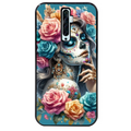 Coque noire taperso pour OPPO Reno 2 et 2Z avec motif tete de mort calavera bleu protection antichoc personnalisée