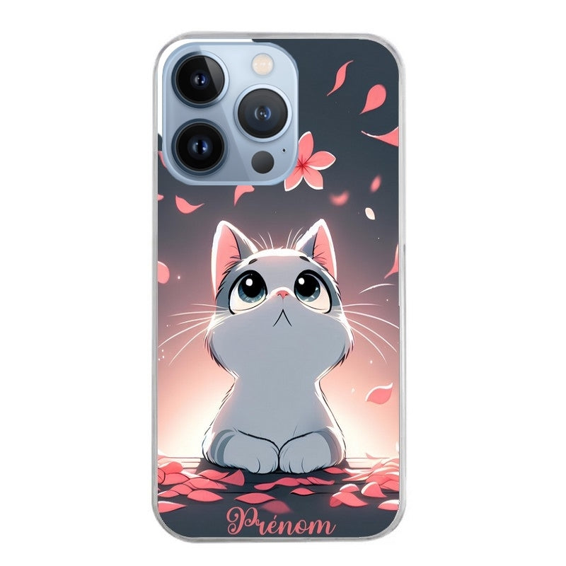 Coque taperso pour Iphone 11 et PRO PRO MAX avec motif chat anime avec votre prenom protection antichoc personnalisée