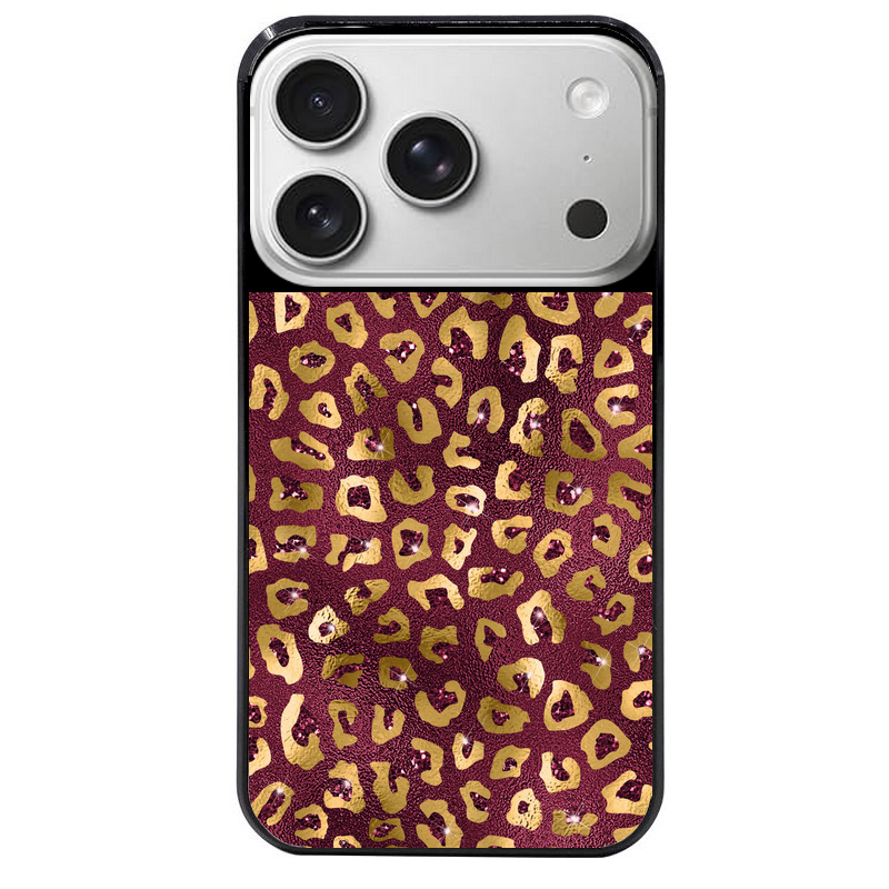 Coque noire taperso pour Iphone 17 17E AIR MAX PRO avec motif leopard grenat protection antichoc personnalisée