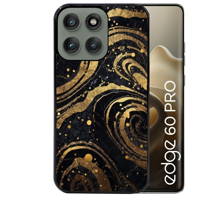 Coque noire taperso pour Moto Edge 60 et Neo Fusion Pro avec motif marbre noir protection antichoc personnalisée