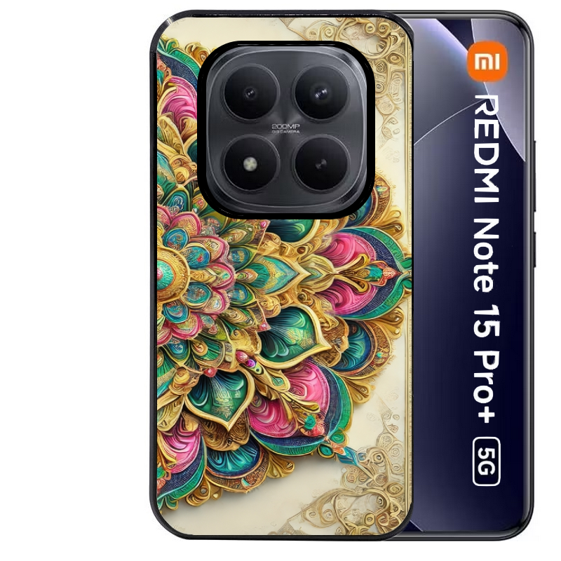 Coque noire taperso pour Redmi Note 15 et PRO PLUS 4G 5G avec motif mandala 3 protection antichoc personnalisée