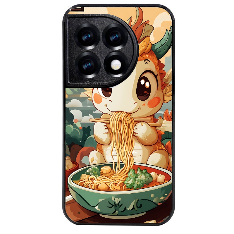 Coque noire taperso pour OnePlus 11 et 12 avec motif dragon ramen 3 protection antichoc personnalisée