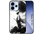 Coque noire taperso pour OPPO Reno 15 et F FS 5G avec motif samourai et lune protection antichoc personnalisée