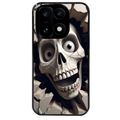 Coque noire taperso pour OnePlus 15 avec motif tete de mort smile protection antichoc personnalisée