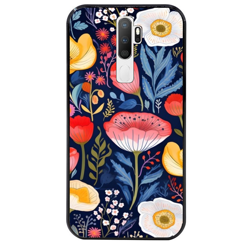 Coque noire taperso pour OPPO A5 A9 2020 avec motif fleur coquelicot protection antichoc personnalisée