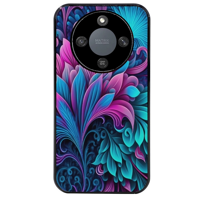 Coque noire taperso pour Magic 5 6 LITE et PRO avec motif tropical violet et des fleurs protection antichoc personnalisée