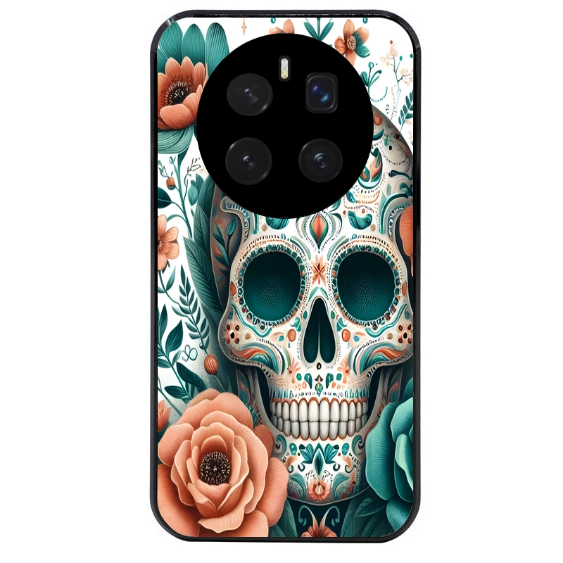 Coque noire taperso pour Magic 7 LITE et PRO avec motif mort mexicaine turquoise protection antichoc personnalisée