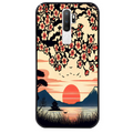 Coque noire taperso pour OPPO A5 A9 2020 avec motif japan cerisier protection antichoc personnalisée