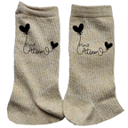 Chaussettes paillettes doré motif merci atsem