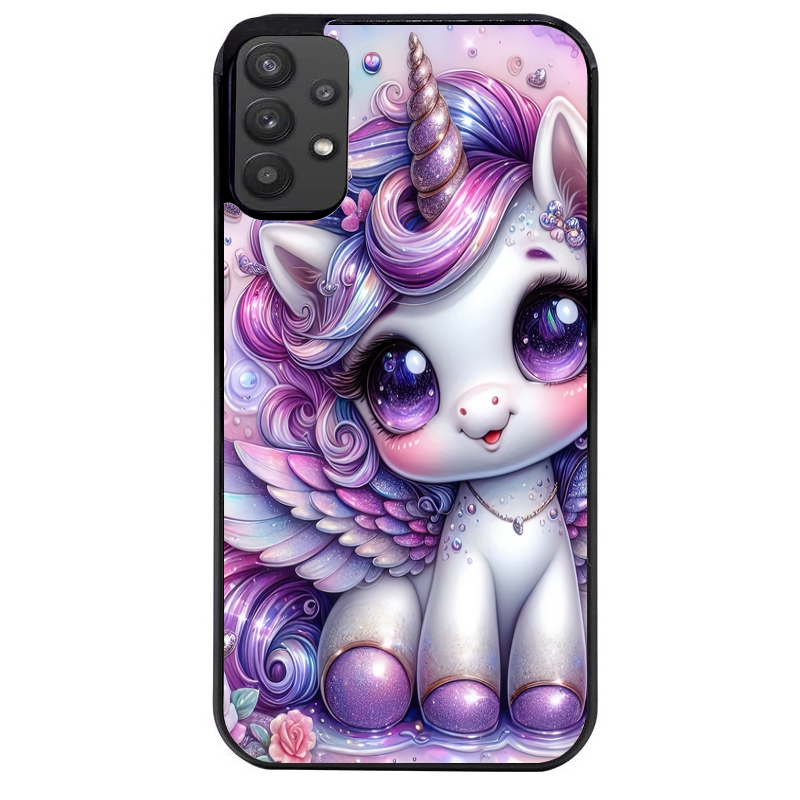 Coque noire taperso pour galaxy A22 A32 A52 A52S 4G 5G  avec motif licorne violette protection antichoc personnalisée