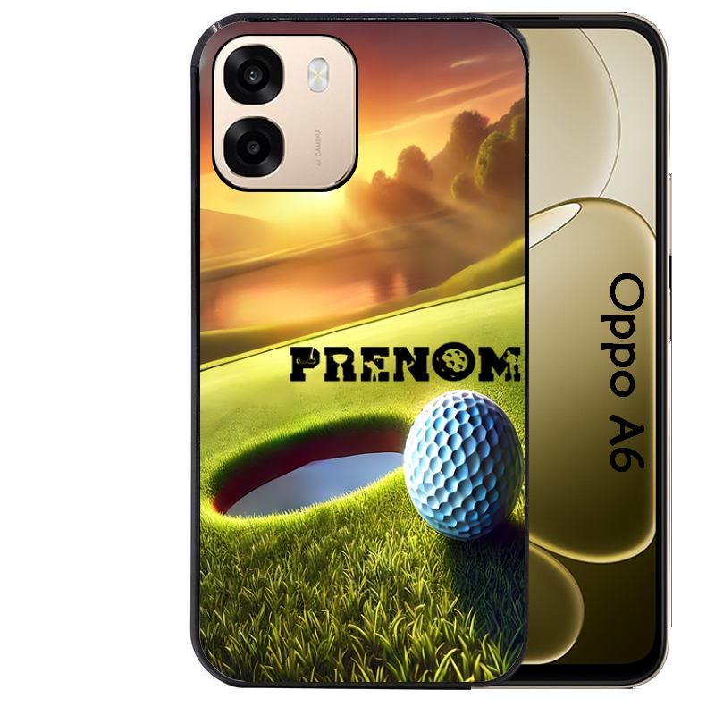 Coque noire taperso pour OPPO A6 A6X 4G et 5G avec motif golf personnalisee protection antichoc personnalisée