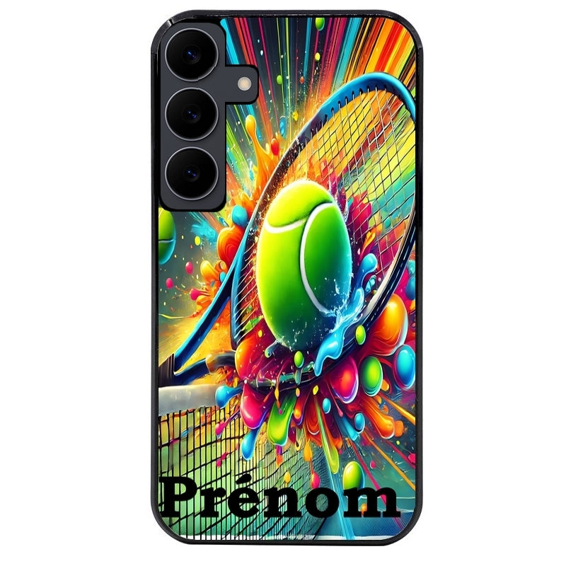 Coque noire taperso pour galaxy A06 A16 A26 A36 A56 avec motif tennis color personnalisee protection antichoc personnalisée