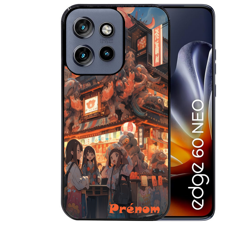 Coque noire taperso pour Moto Edge 60 et Neo Fusion Pro avec motif anime street japan personnalise protection antichoc personnalisée
