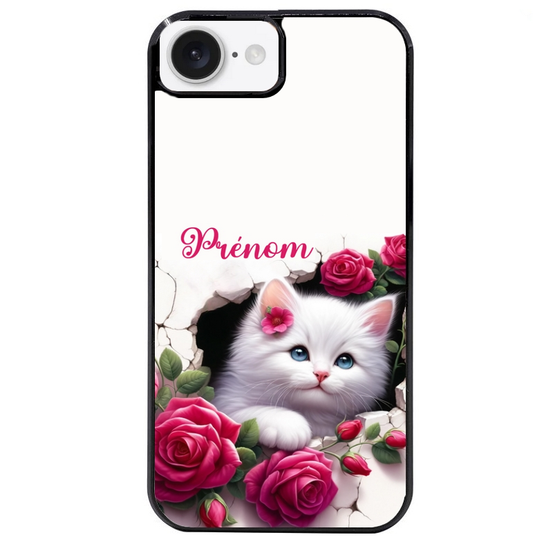 Coque noire taperso pour Iphone 17 17E AIR MAX PRO avec motif chat fleurs personnalisee protection antichoc personnalisée
