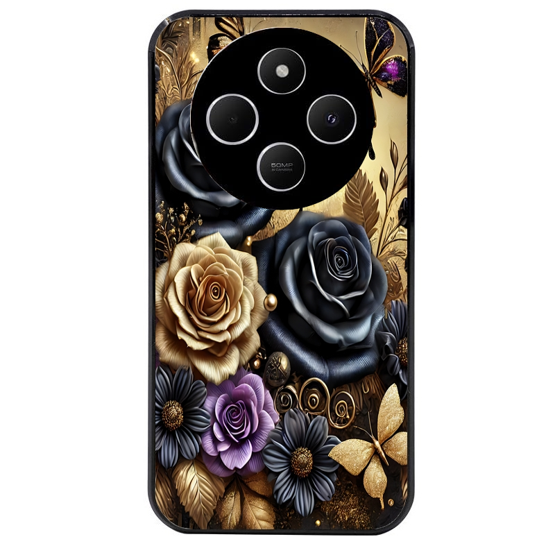 Coque noire taperso pour POCO C75 avec motif papillon gothic protection antichoc personnalisée