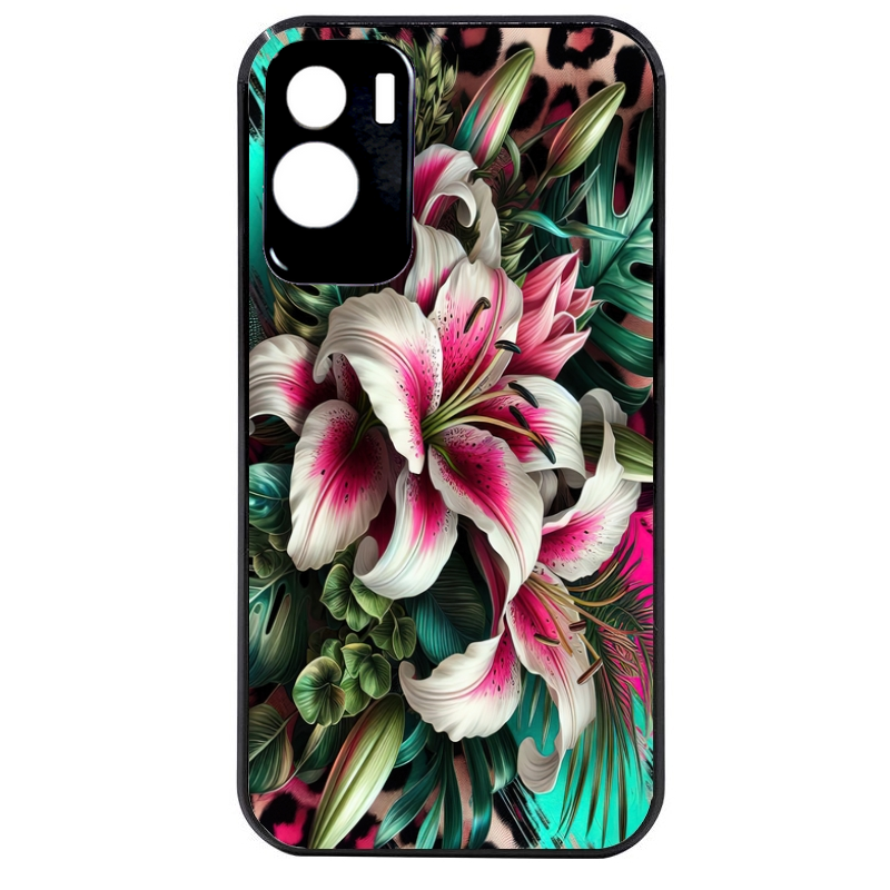 Coque noire taperso pour Honor 70 LITE 90 et LITE avec motif leopard hibiscus protection antichoc personnalisée