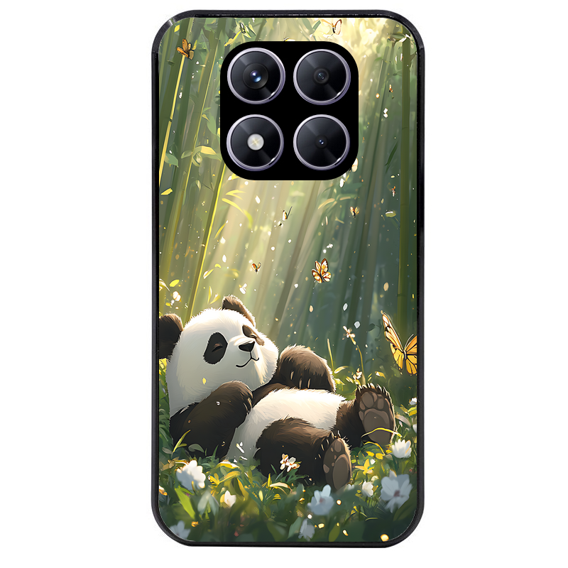 Coque noire taperso pour Redmi Note 14 et PRO PLUS 4G 5G avec motif panda bambou protection antichoc personnalisée