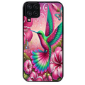 Coque noire taperso pour galaxy A22 A32 A52 A52S 4G 5G  avec motif colibri et fleurs protection antichoc personnalisée