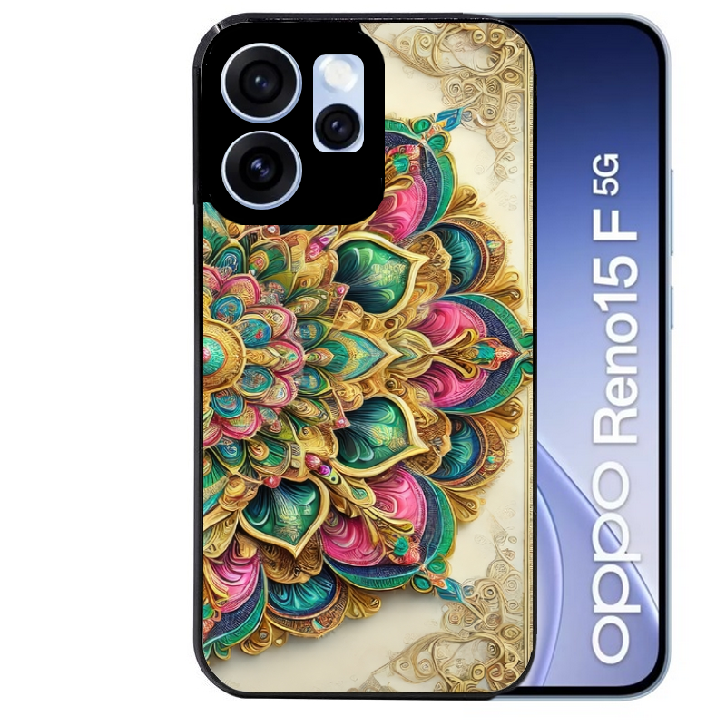 Coque noire taperso pour OPPO Reno 15 et F FS 5G avec motif mandala 3 protection antichoc personnalisée